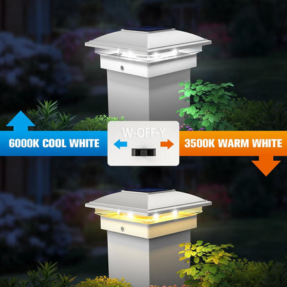 VOLISUN Solar Post Cap Light Outdoor Waterproof 4pack,Solar Fence - Post Lights for 4x4 5x5 6x6