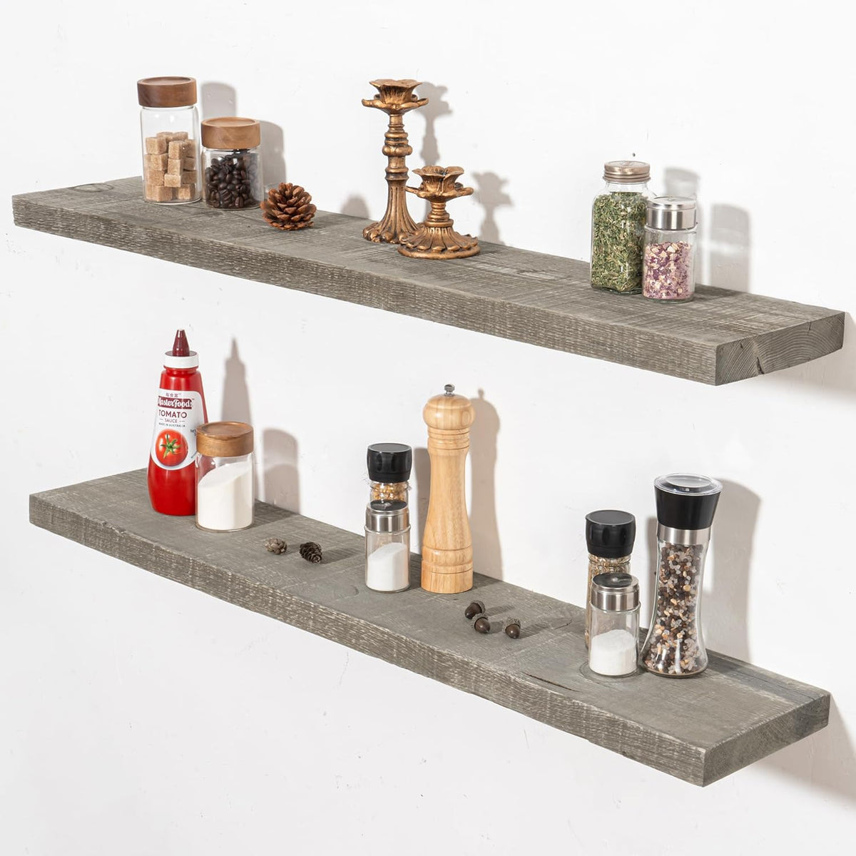 Fun Memories Floating Shelves for Wall Decor, 40"x8" Rustic Reclaimed Wood Shelves, Heavy-Duty Wall