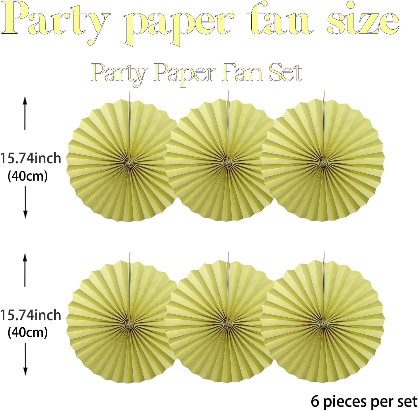 BARTHEW Yellow Hanging Paper Fans,Yellow Accessories Paper Decorations for Party,Color Party