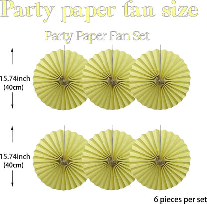 BARTHEW Yellow Hanging Paper Fans,Yellow Accessories Paper Decorations for Party,Color Party