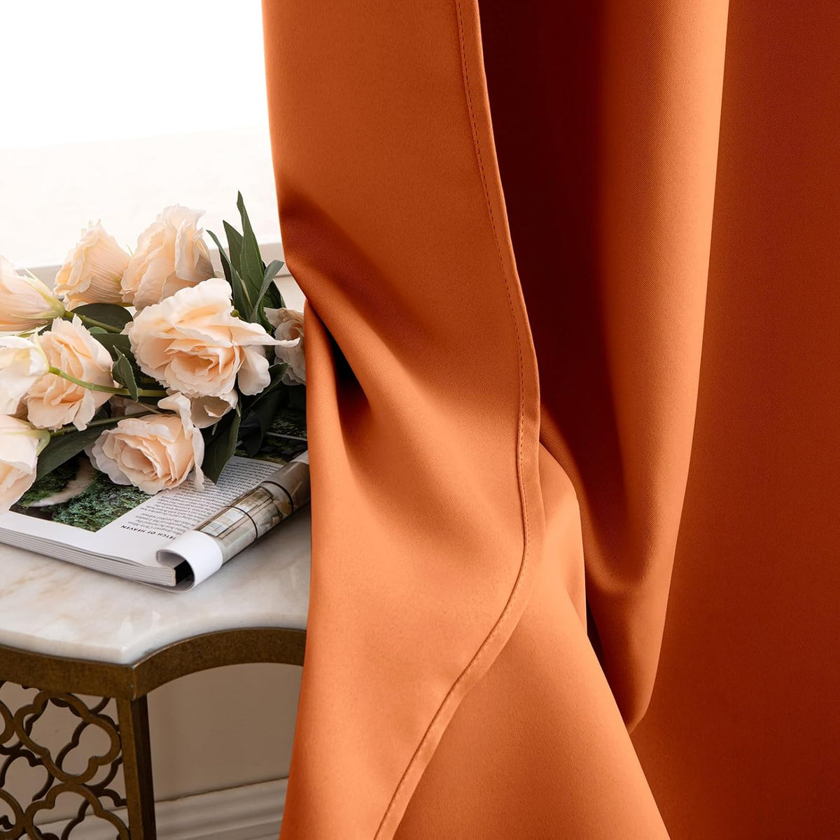 MIULEE 2 Panels Orange Back Tab Blackout Curtains 84 Inch Length for Living Room Bedroom Privacy