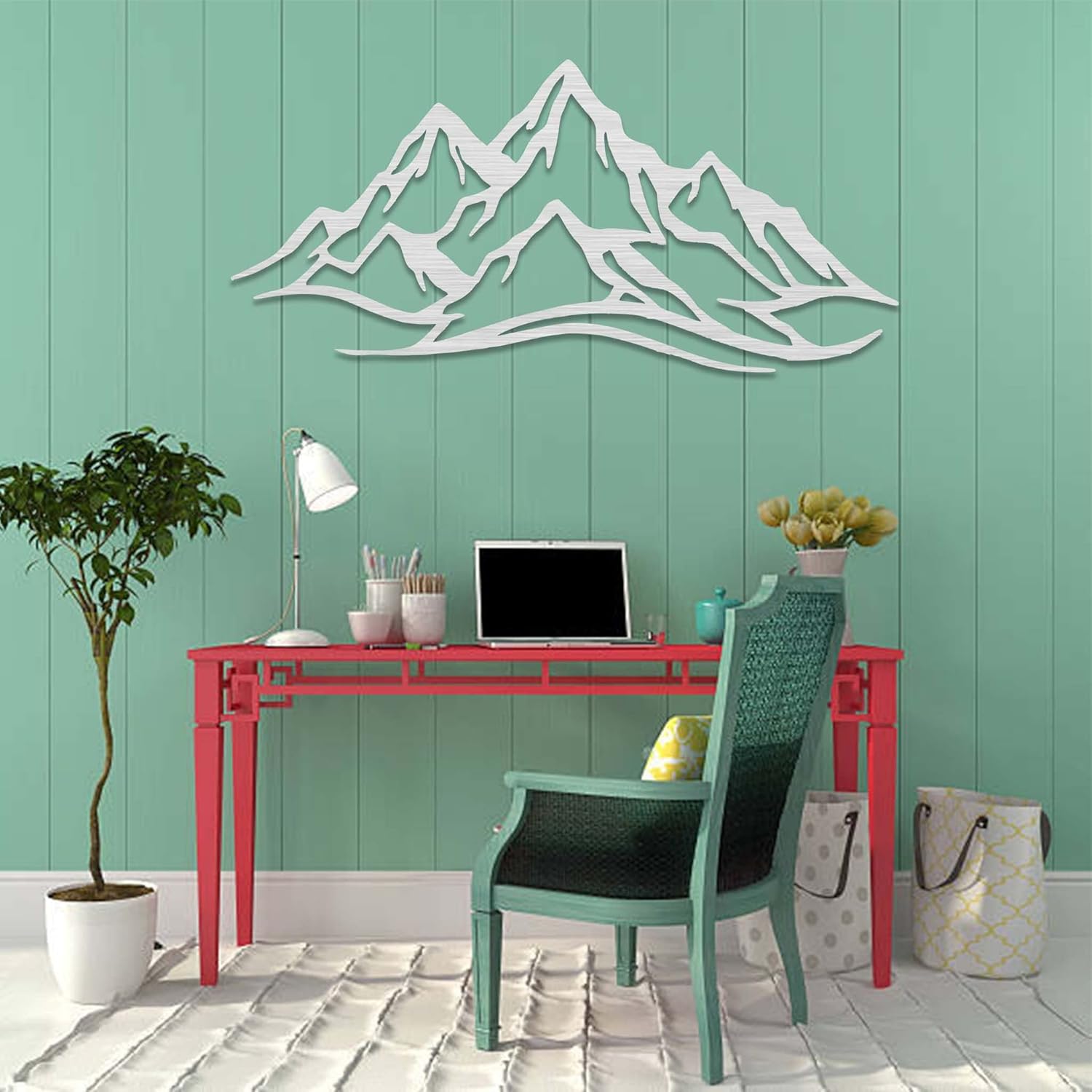 METALPLEX Mountain Range Metal Wall Art - Fade-Resistant and Rust-Free Indoor & Outdoor Aluminum