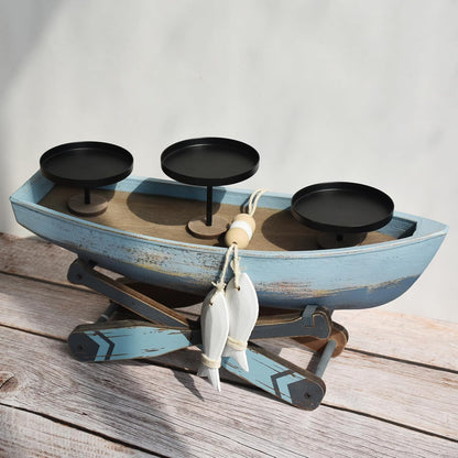 Nautical Votive Candle Holder, Ocean Themed Farmhouse Boat Candle - Marine Beach Style Handmade