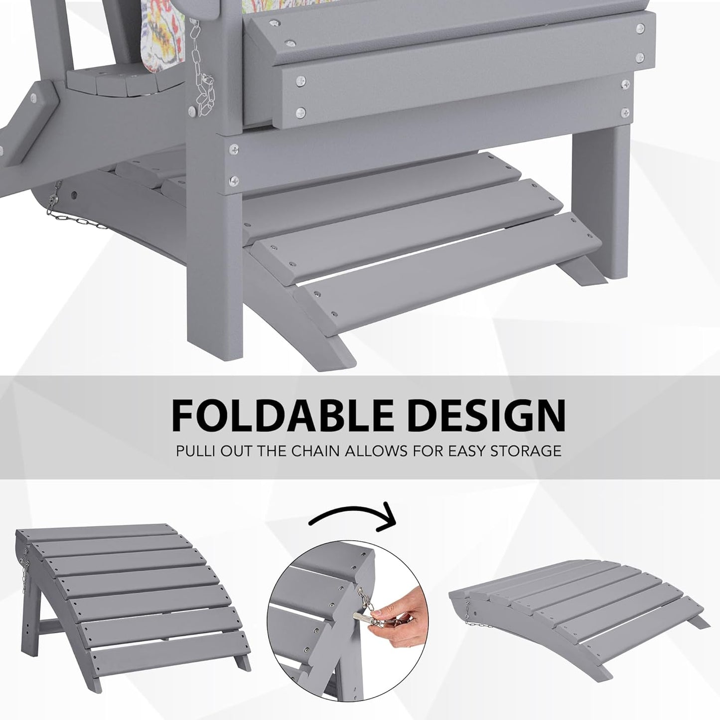 Sundale Outdoor Folding Plastic Adirondack Ottoman, All-Weather Adirondack Chair Footrest, Fade and