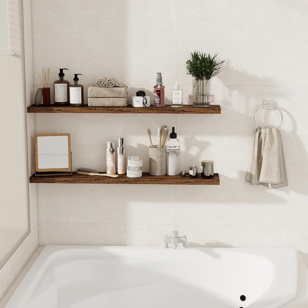 Floating Shelves for Wall, 40 Inch Floating Shelves for Home Decor, Wall Mounted Rustic Wood