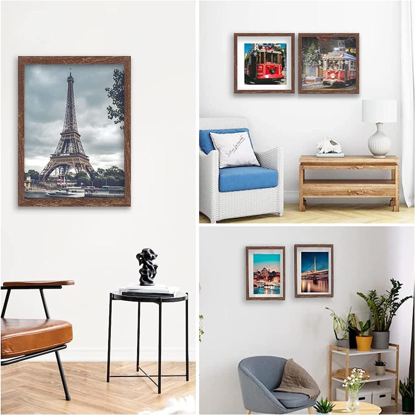 8x10 Picture Frame Set of 6, Display Pictures 5x7 with Mat or 8x10 Without Mat for Wall Mounting
