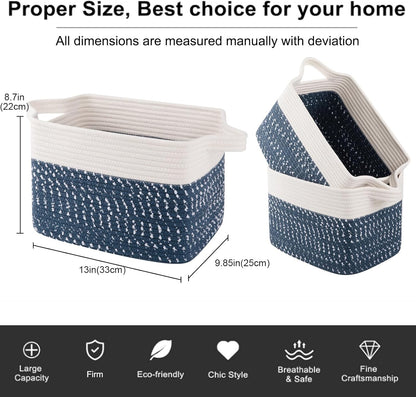 OIAHOMY Storage Basket, Woven Baskets for Storage, Cotton Rope Basket for toys,Towel Baskets for