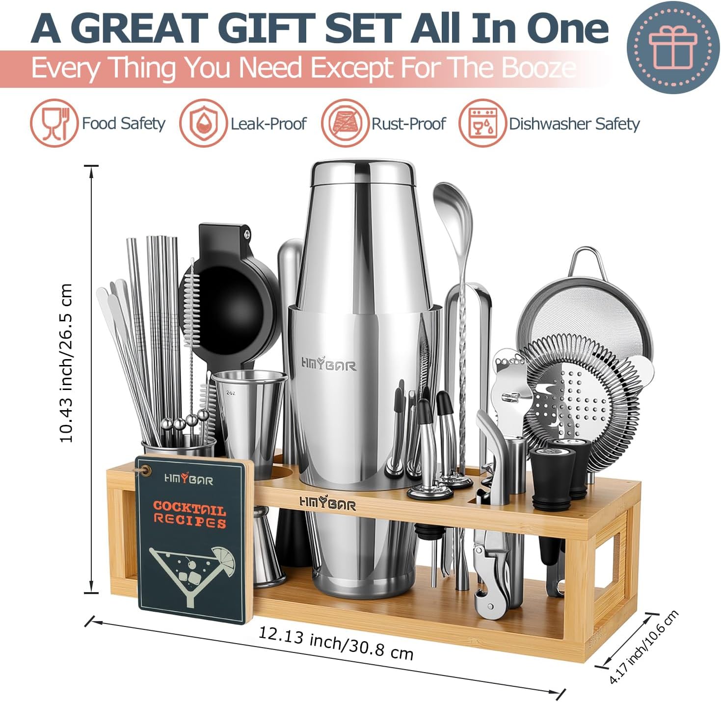 HMYBAR® Mixology Bartender kit | Cocktail Shaker Set | Boston Shaker Set, 20/28 OZ | Martini Making