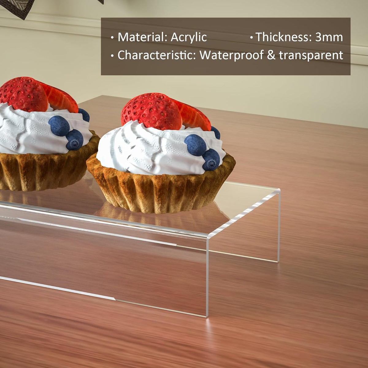 Rectangular Acrylic Display Risers Stands 3pcs, Dessert Table Display Rack, Clear Display Shelf for