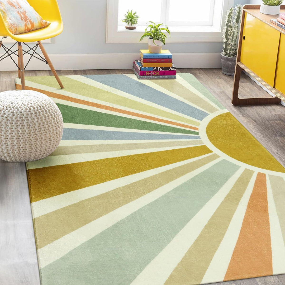 STARUIA Kids Rugs for Playroom & Nursery - 5'x7' Boho Washable Rainbow Area Rug, Non-Slip Soft