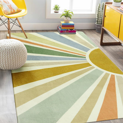 STARUIA Kids Rugs for Playroom & Nursery - 5'x7' Boho Washable Rainbow Area Rug, Non-Slip Soft