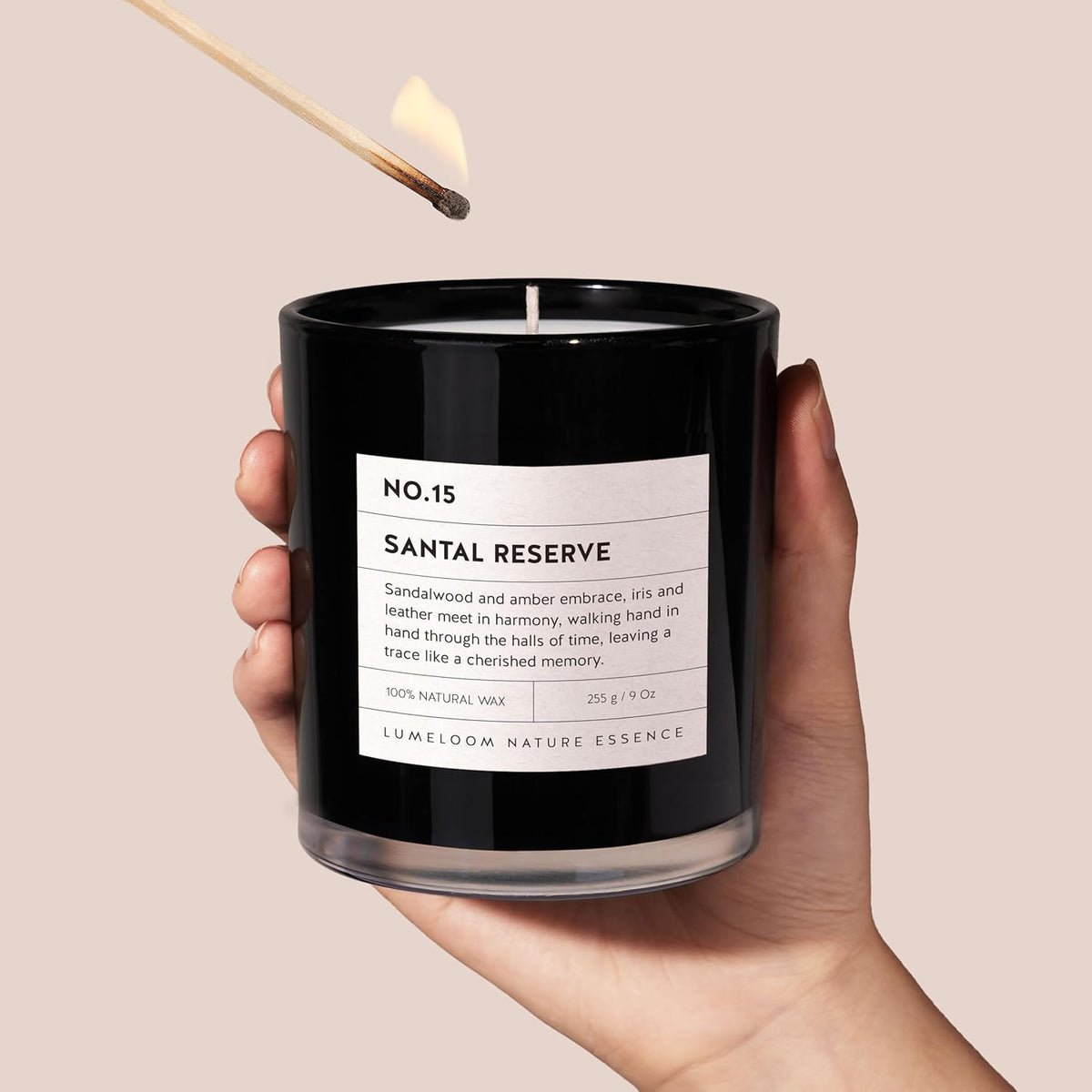 Santal Reserve Luxury Scented Candles, 9oz Soy Wax Candles for Home Scented, Sandalwood, Amber