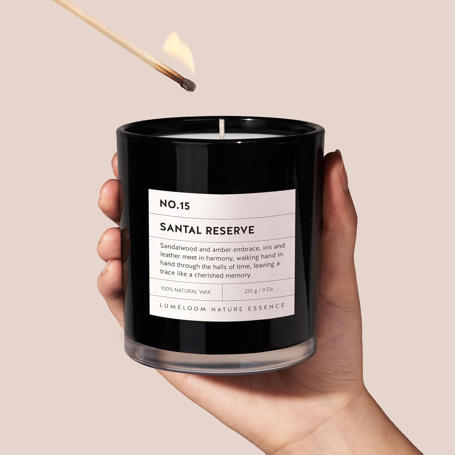 Santal Reserve Luxury Scented Candles, 9oz Soy Wax Candles for Home Scented, Sandalwood, Amber