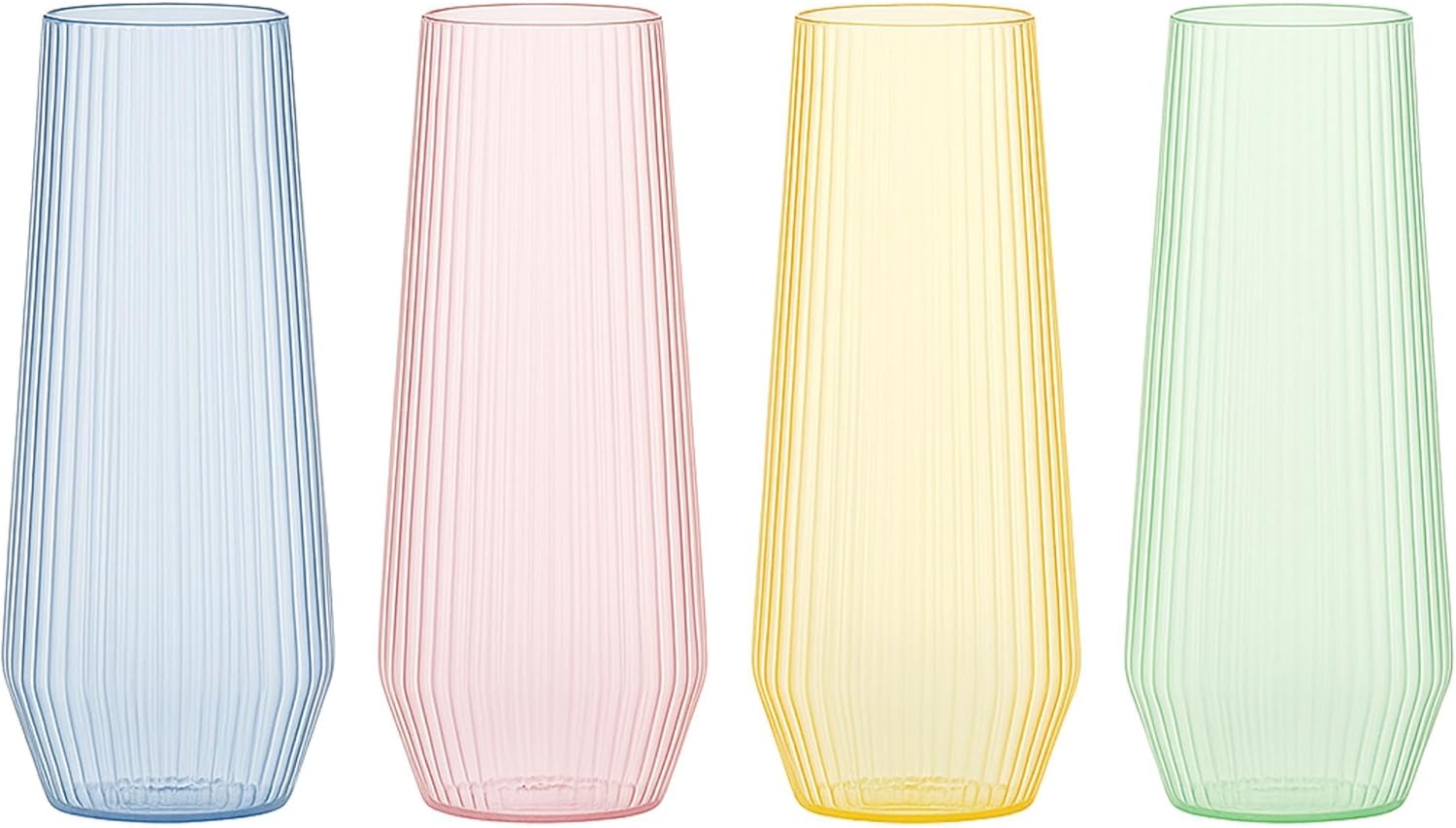 48 Pack Ribbed Ripple Stemless Toasting Glasses, Origami Durable 9 Oz BPA-Free Disposable Plastic