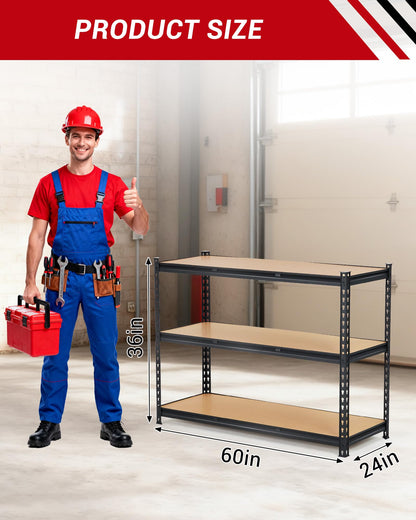 Garvee 3 Tier Adjustable Garage Shelving Units, 1320 Lbs Metal Rack Shelf