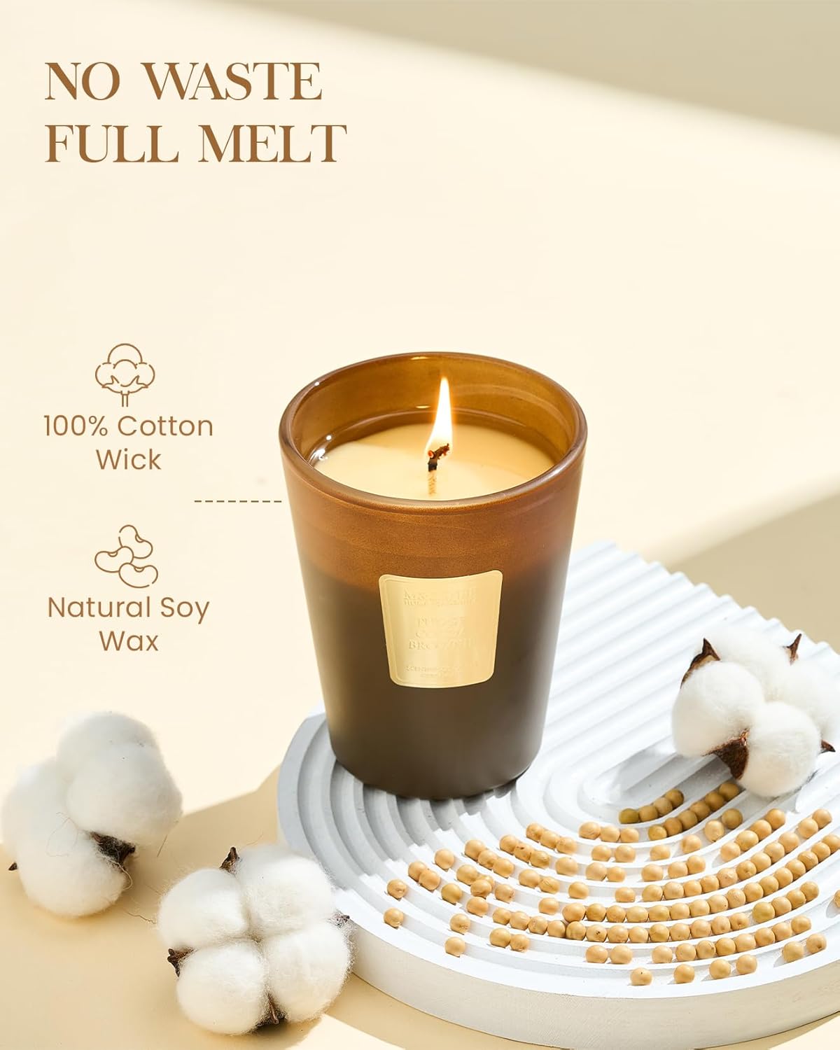 M&SENSE Fudgy Cocoa Brownie Scented Candle Home Decor, Natural Soy Wax,4.1oz 60 Hours Long Lasting