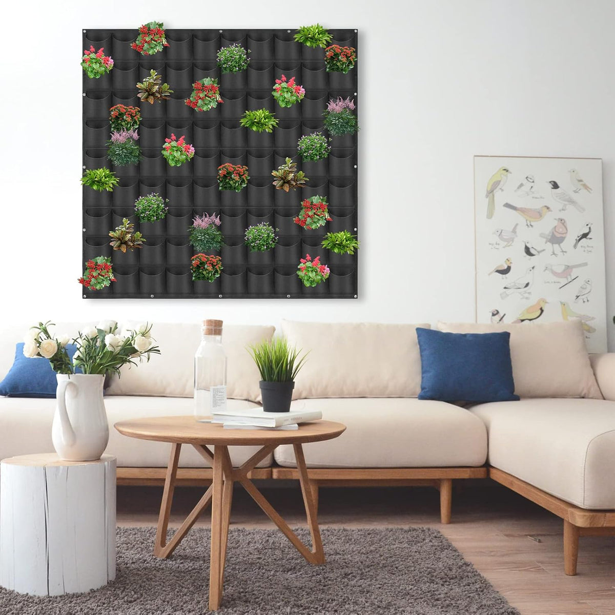 90 Pockets Hanging Planter Bags, Hanging Vertical Wall Mounted Plant Planting Grow Bags, Herb
