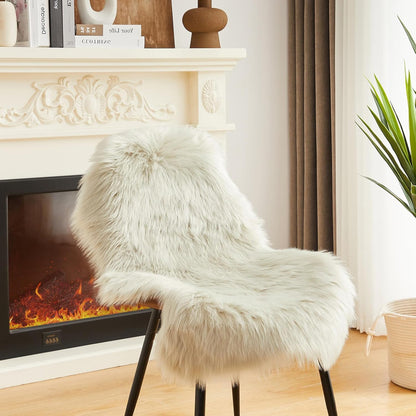 AMTOVO Faux Fur Rug, Light Grey Small Area Rug, Fluffy Sheepskin Rug, Fuzzy Ultra Soft 2 x 3 ft