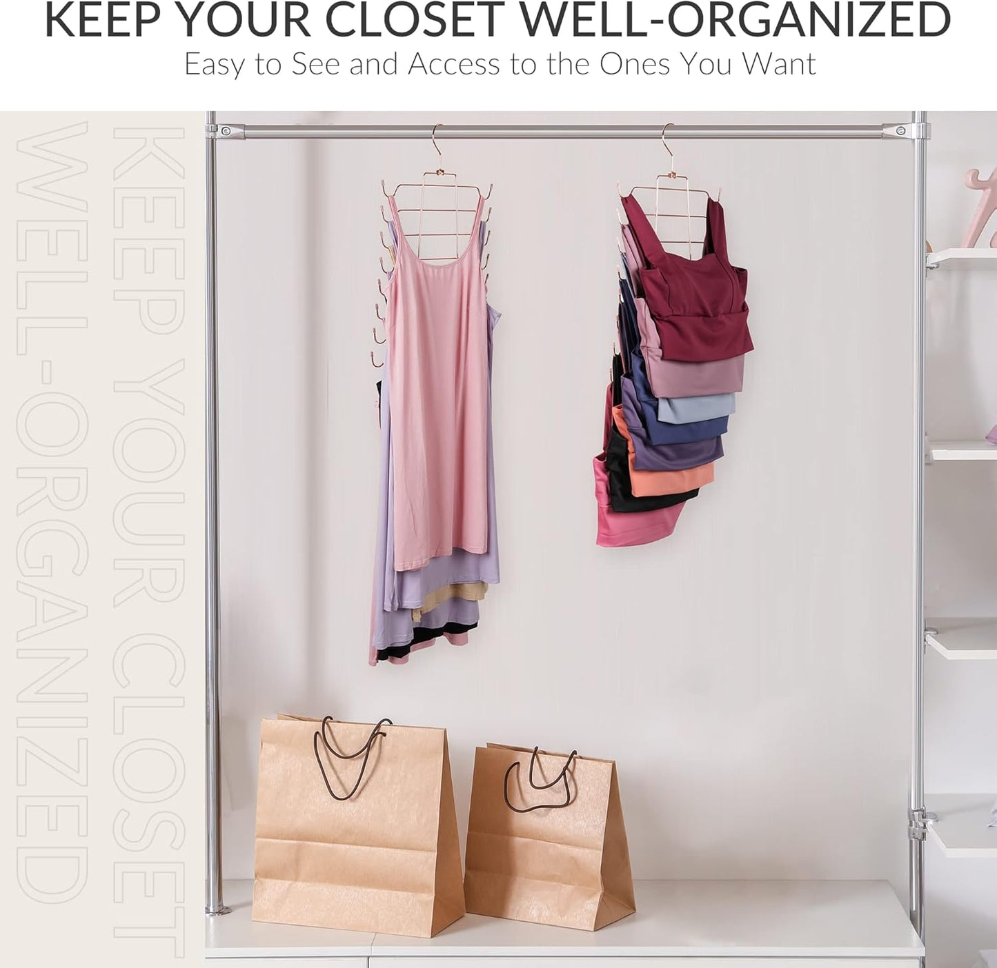 ZEDODIER Tank Top Hanger, 4 Pack Space Saving Bra Hangers, Non-Slip Hanging Sport Bras Holder