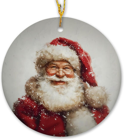 Vintage Christmas Santa Ceramic Ornament Gifts, Retro Christmas Winter Santa Claus Decorative