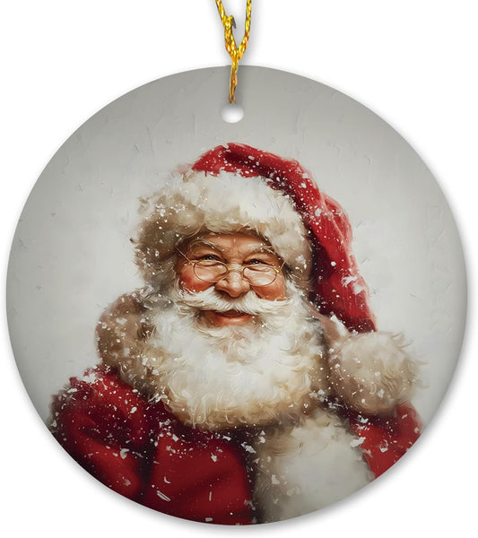 Vintage Christmas Santa Ceramic Ornament Gifts, Retro Christmas Winter Santa Claus Decorative