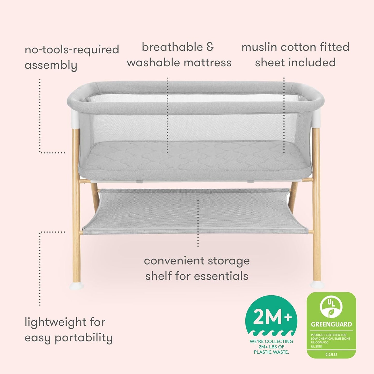 Newton Baby Essential Bassinet – Ultra-Breathable, Completely Washable, More Airflow for Safer