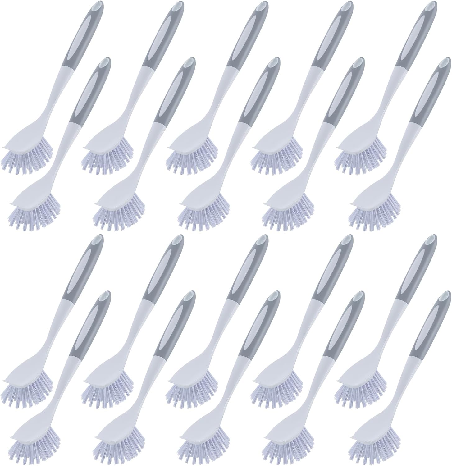 Hsei 20 Pcs Gray Kitchen Scrub Dish Brush Bulk with 11 Inch Handle Cleaning Dish Scrubber with