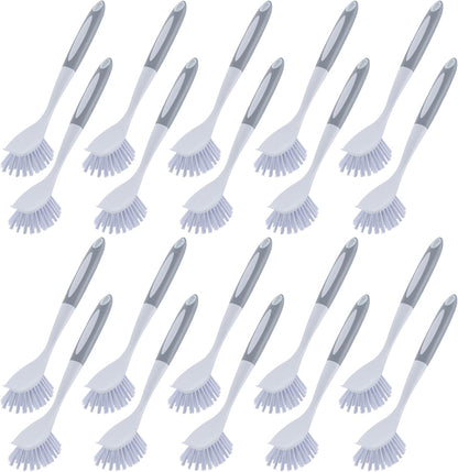 Hsei 20 Pcs Gray Kitchen Scrub Dish Brush Bulk with 11 Inch Handle Cleaning Dish Scrubber with