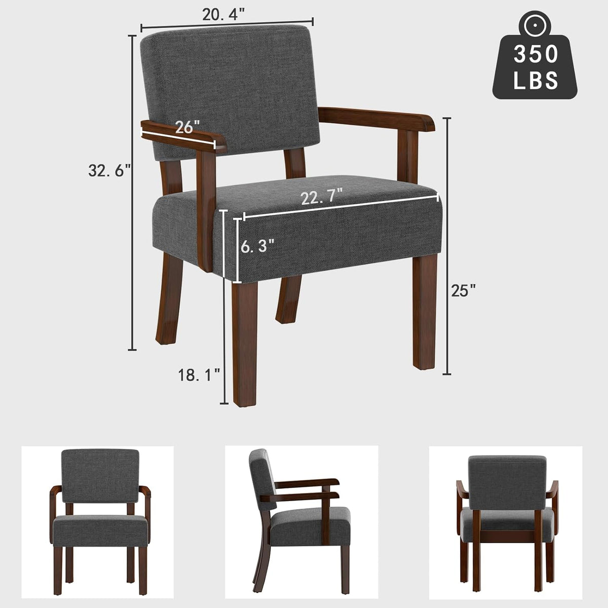 Oversize Accent Chair with Soft Seat and Armrests for Living, Dinning, Bedroom, Reading, Waiting