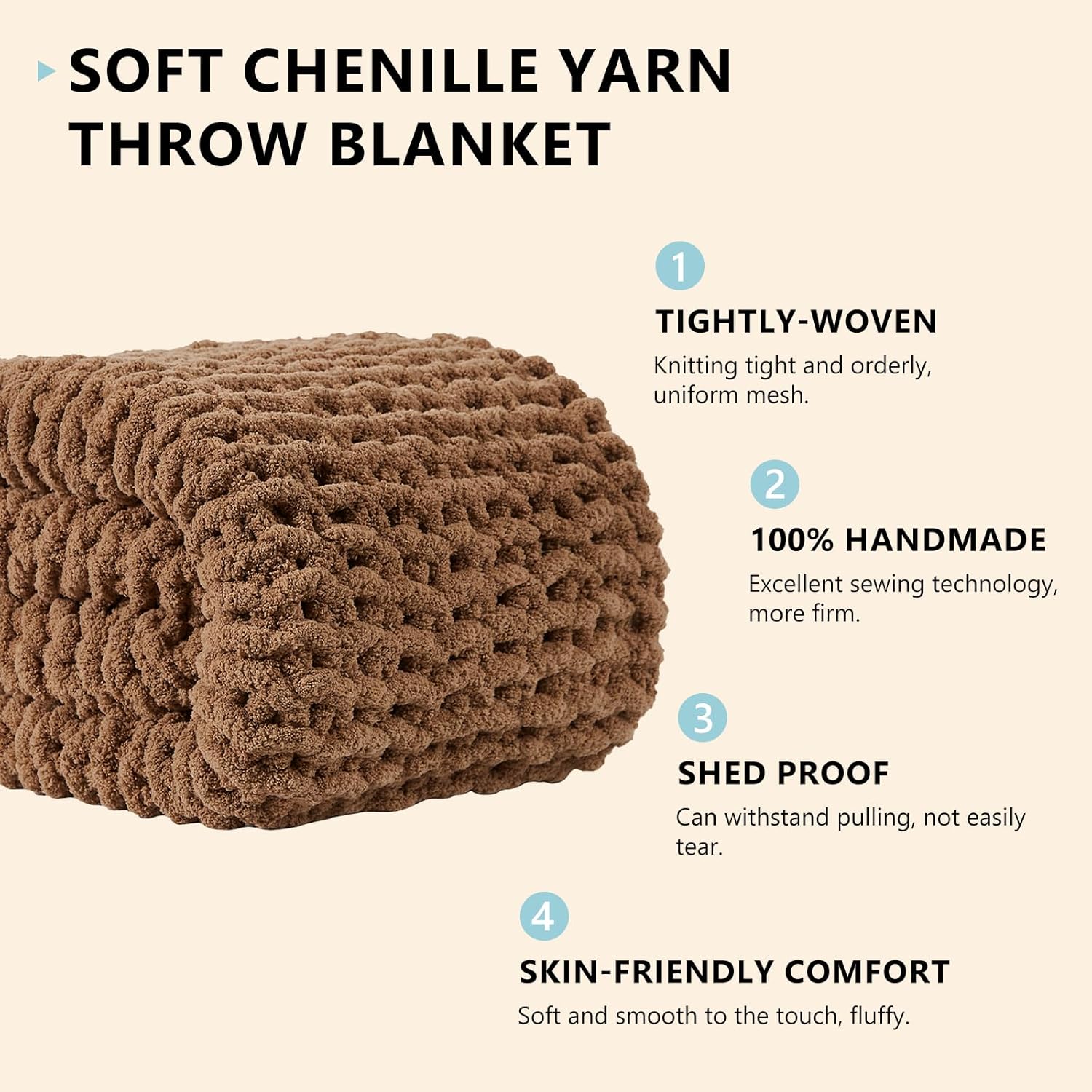 L'AGRATY Chunky Knit Blanket Throw - Soft Chunky Throw Blanket 30x40 inches: 100% Hand Kintted