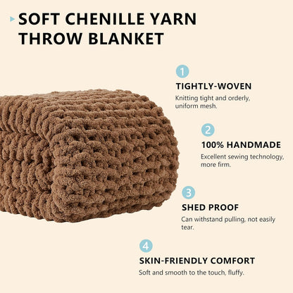 L'AGRATY Chunky Knit Blanket Throw - Soft Chunky Throw Blanket 30x40 inches: 100% Hand Kintted