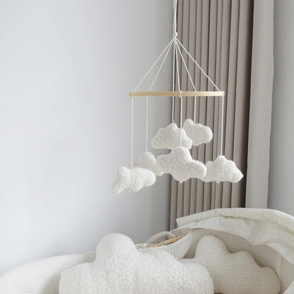 Cloud Mobile for Crib Boho Baby Mobile for Crib Bassinet Boucle Cloud Crib Mobile for Girls Boys
