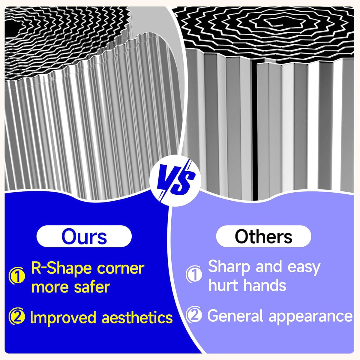 Corrugated Garden Edging,6"×20Ft Galvanized Steel Landscape Edging & Lawn Edging Border,Metal