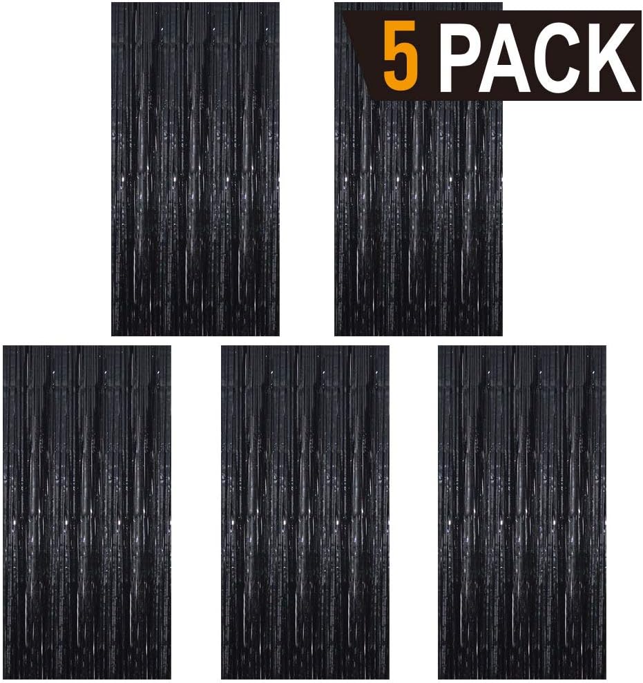 GOER 3.2 ft x 9.8 ft Metallic Tinsel Foil Fringe Curtains Party Photo Backdrop Party Streamers for