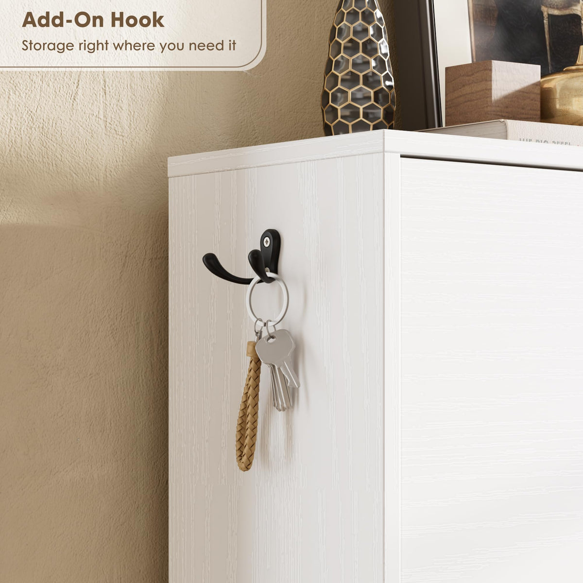 Nicetree Shoe Cabinet with 3 Flip Drawers, Narrow Shoe Organizer Cabinet, Freestanding Shoe Rack