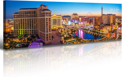 Las Vegas Skyline Wall Art Cityscape Canvas Prints City Modern Building Posters Bellagio Fountain