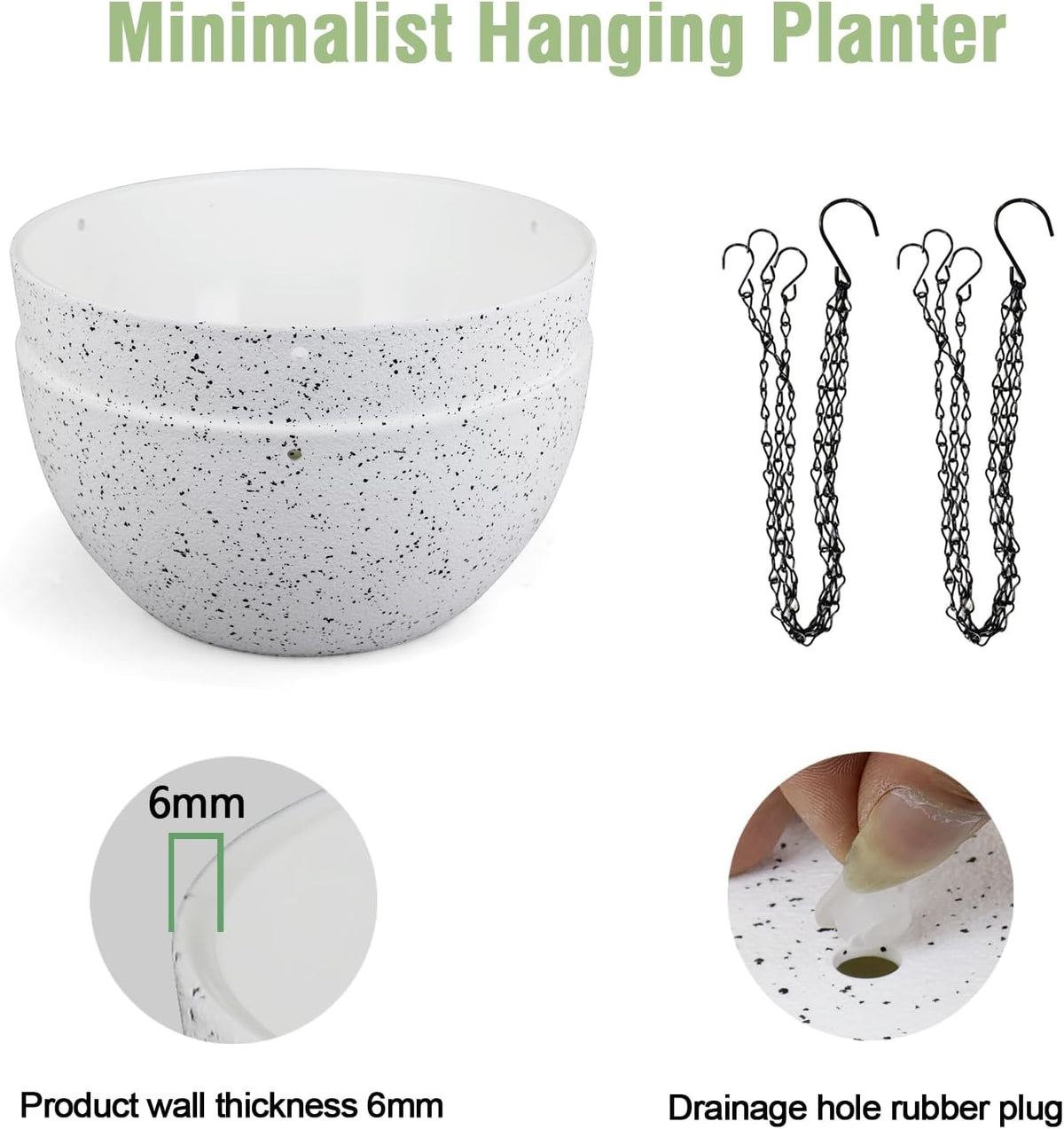 10 inch Hanging Planters for Indoor Outdoor Plants, 2 Pack Hanging Flower Pots with Drainage Holes