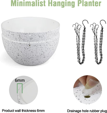 8 inch Hanging Planters for Small Indoor Outdoor Plants, 2 Pack Hanging Flower Pots with Drainage