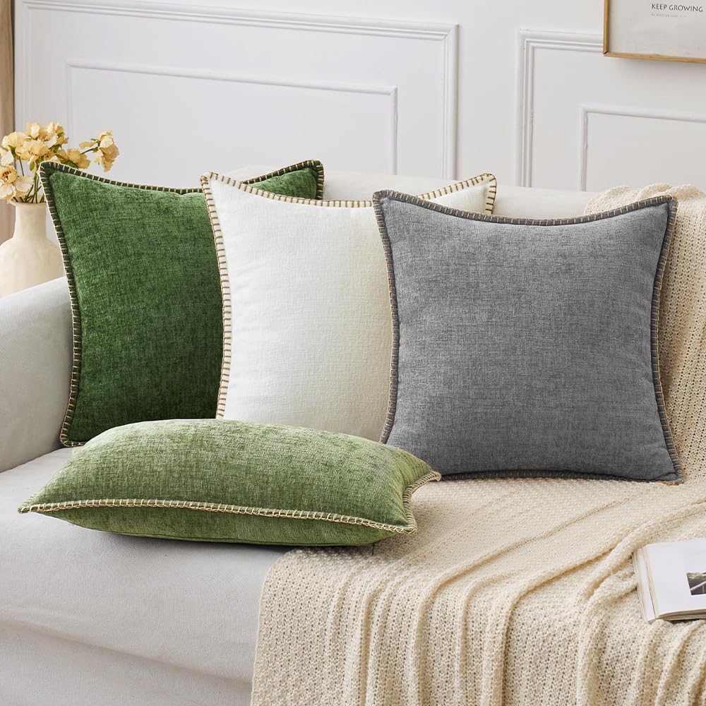 MIULEE Pack of 2 Couch Throw Pillow Covers 24x24 Inch Dark Gray Farmhouse Decorative Pillow Covers