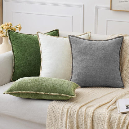 MIULEE Pack of 2 Couch Throw Pillow Covers 24x24 Inch Dark Gray Farmhouse Decorative Pillow Covers