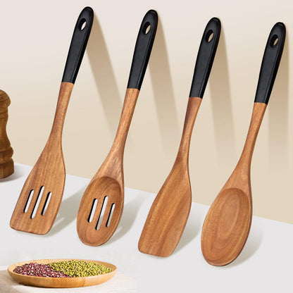 14 Inch Large Wooden Spoons for Cooking Utensils Set Acacia Wood Spatula Slotted Spoon Best Non
