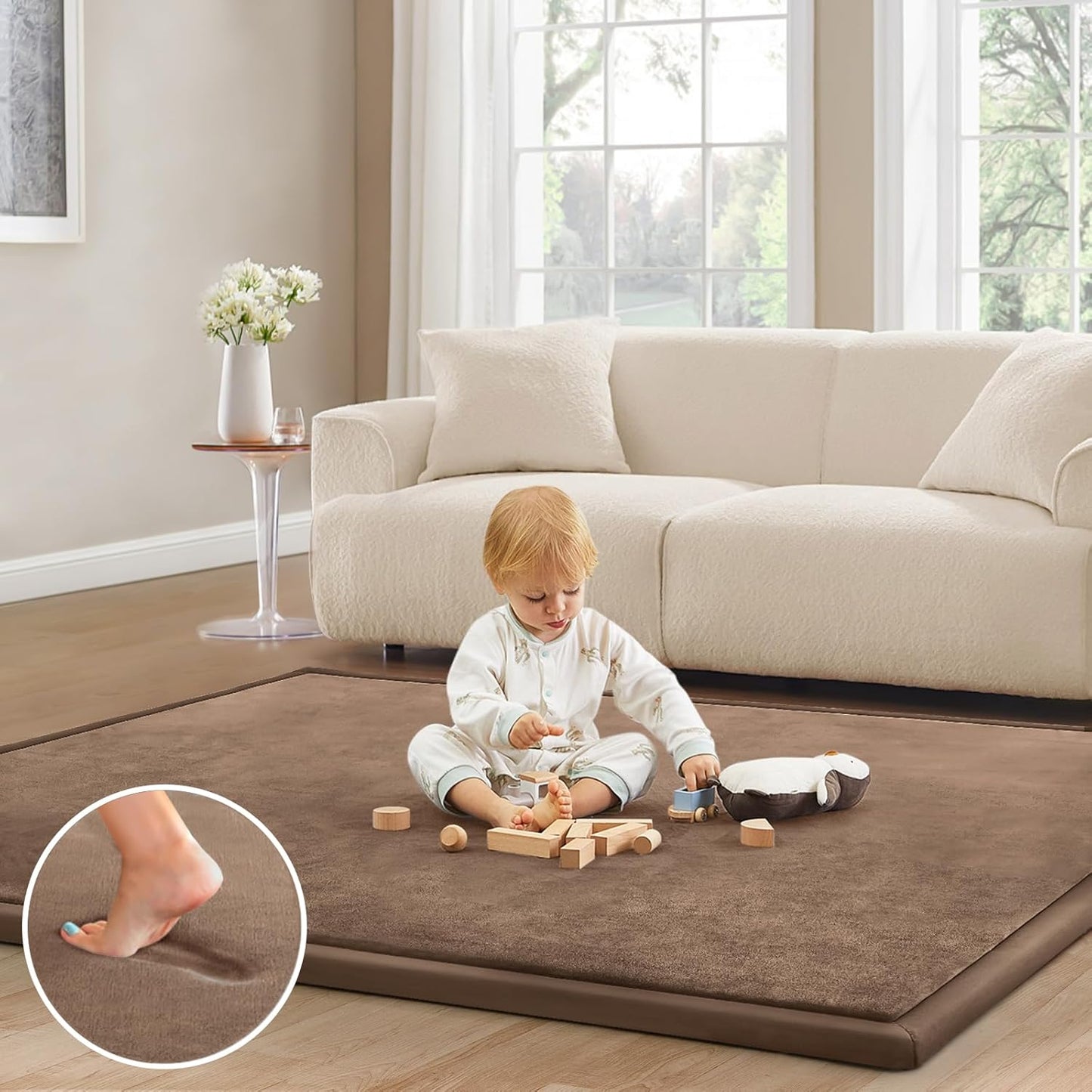 Baby Play Mat for Floor Tummy Time Mat Nursery Rug Muscle Mat Area Rug Playroom Rug Tatami Mat