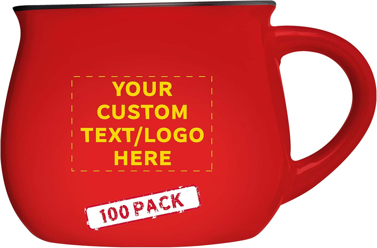 Custom Glazed Campfire Coffee Mugs 12 oz. Set of 100, Personalized Bulk Pack - Perfect for Coffee
