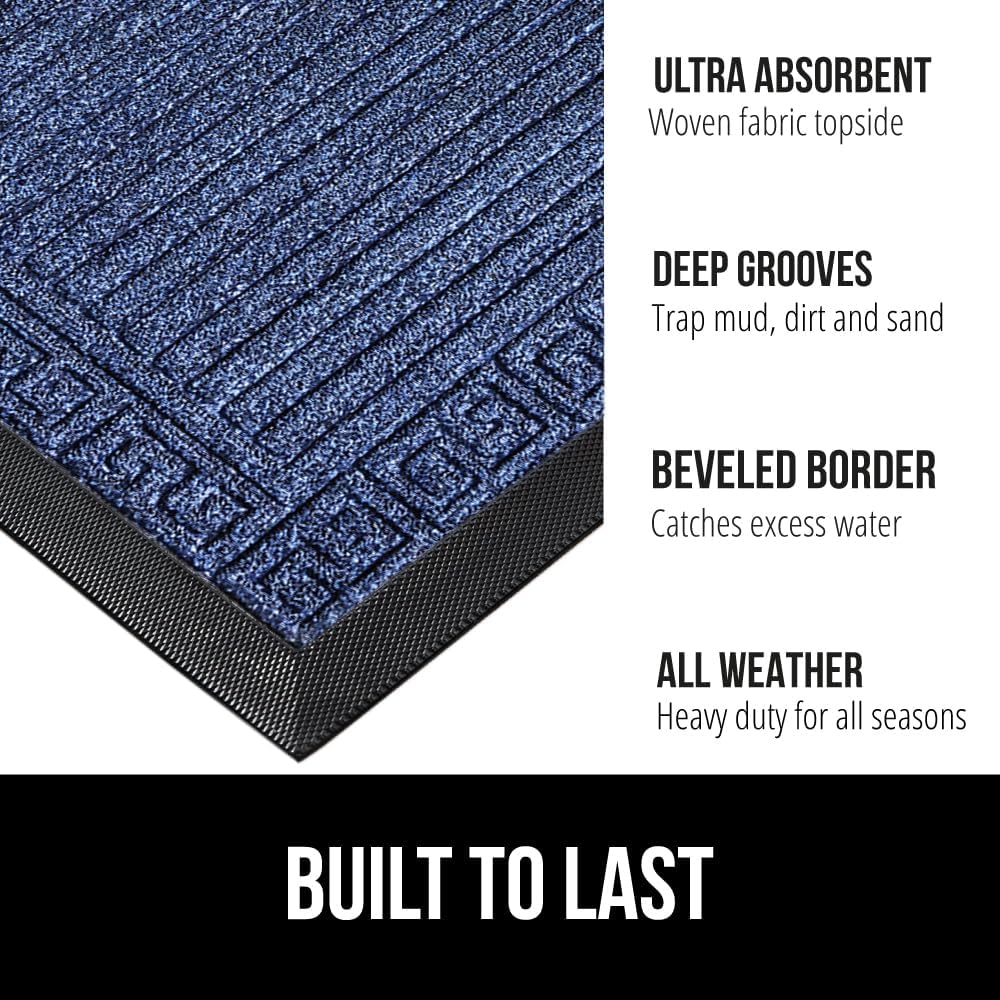 GORILLA GRIP 100% Waterproof All-Season WeatherMax Doormat 35x23, US Designed Natural Rubber, Stain