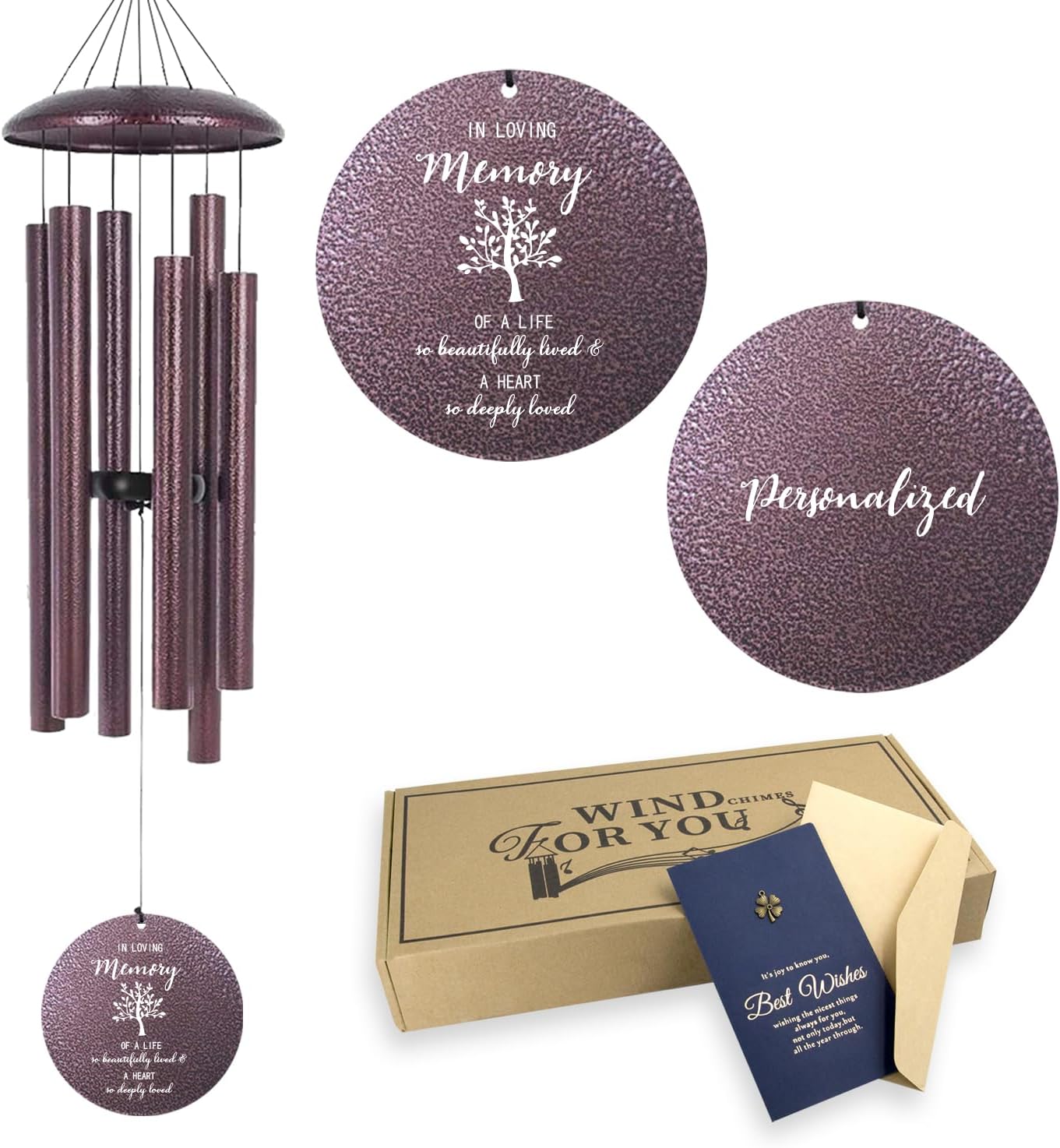 ASTARIN 36" Large Deep Tone Personalized Sympathy Wind Chimes, Memorial Wind Chime for Loss of
