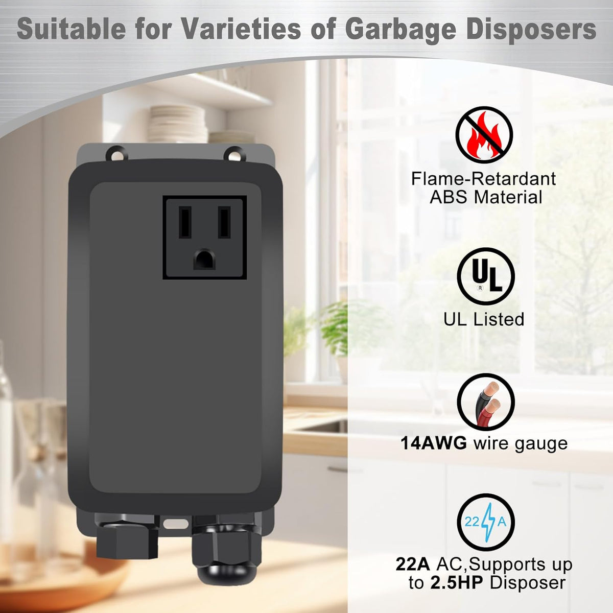Garbage Disposal Air Switch Kit, Garbage Disposal Button, Sink Top Waste Disposer On/Off Switch, UL