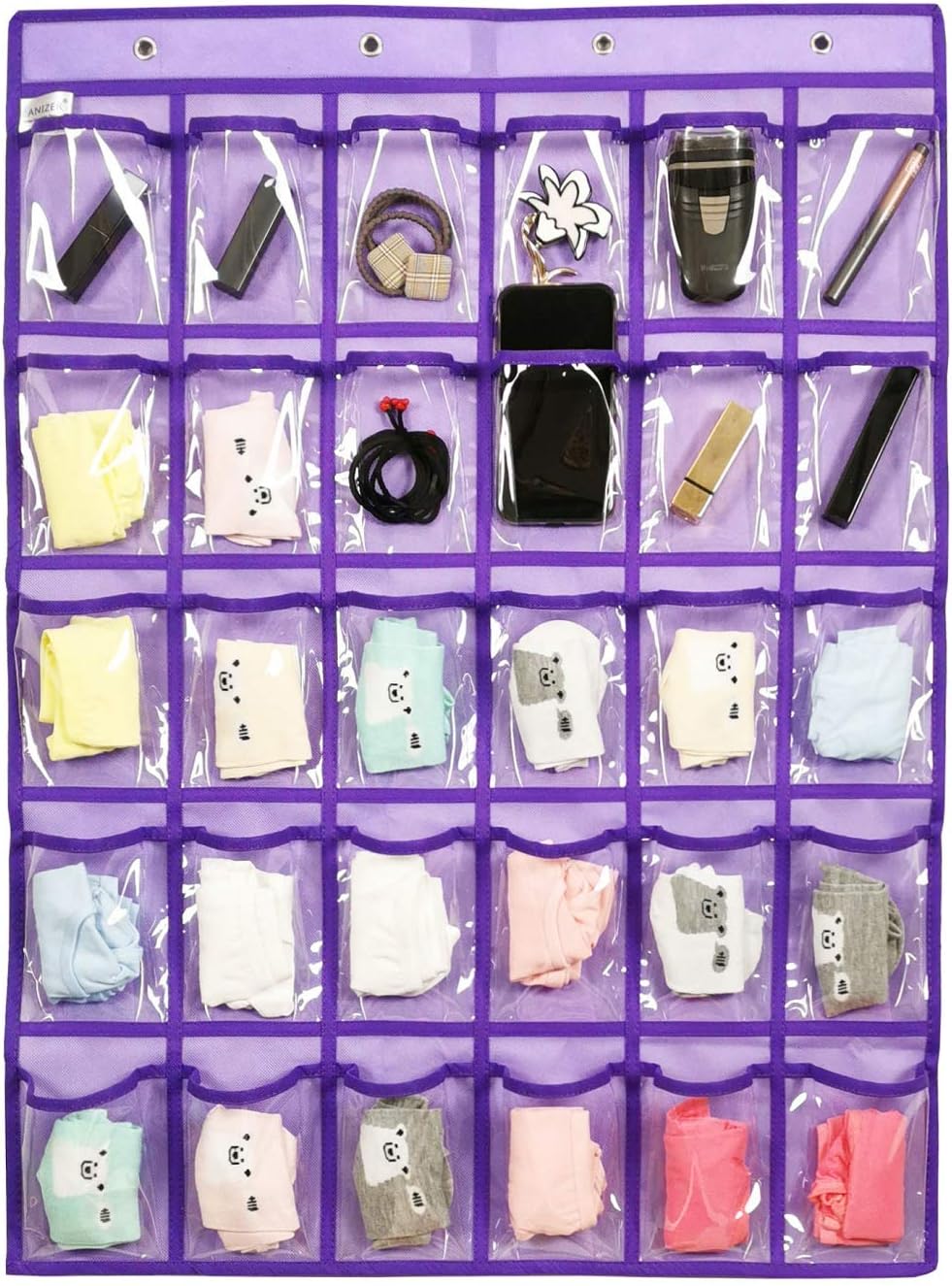 Classroom Pocket Chart for Phone Calculator Holder Over The Door Hanging Closet Jewelry Organizer