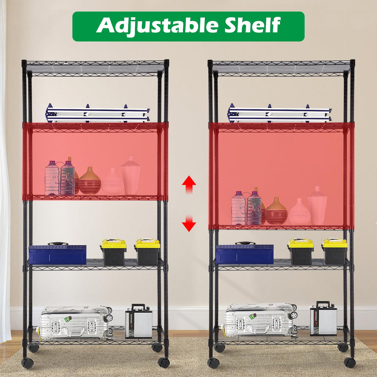 BestOffice 14"x30"x60" Commercial Storage Shelves Heavy Duty Shelving 5 Tier Layer Wire Shelving