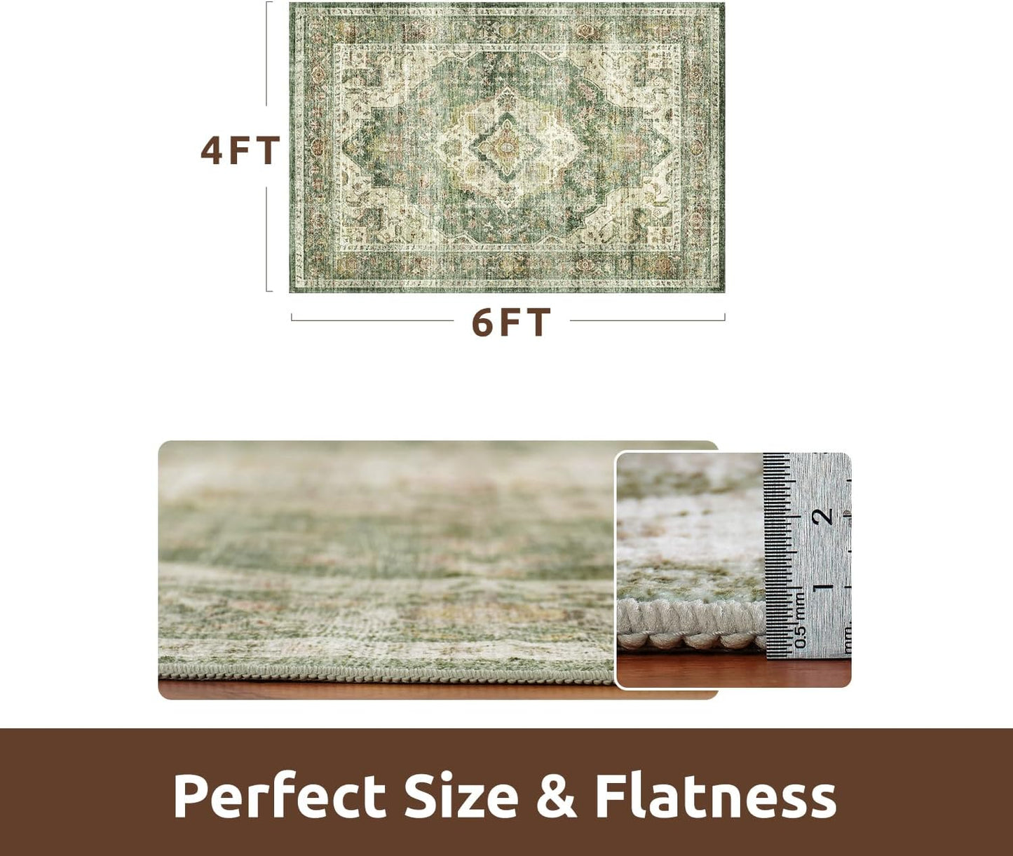 AMOAMI-4X6 Area Rugs for Living Room -Soft Vintage Bedroom Rugs-Non Slip Washable Rug-Throw for