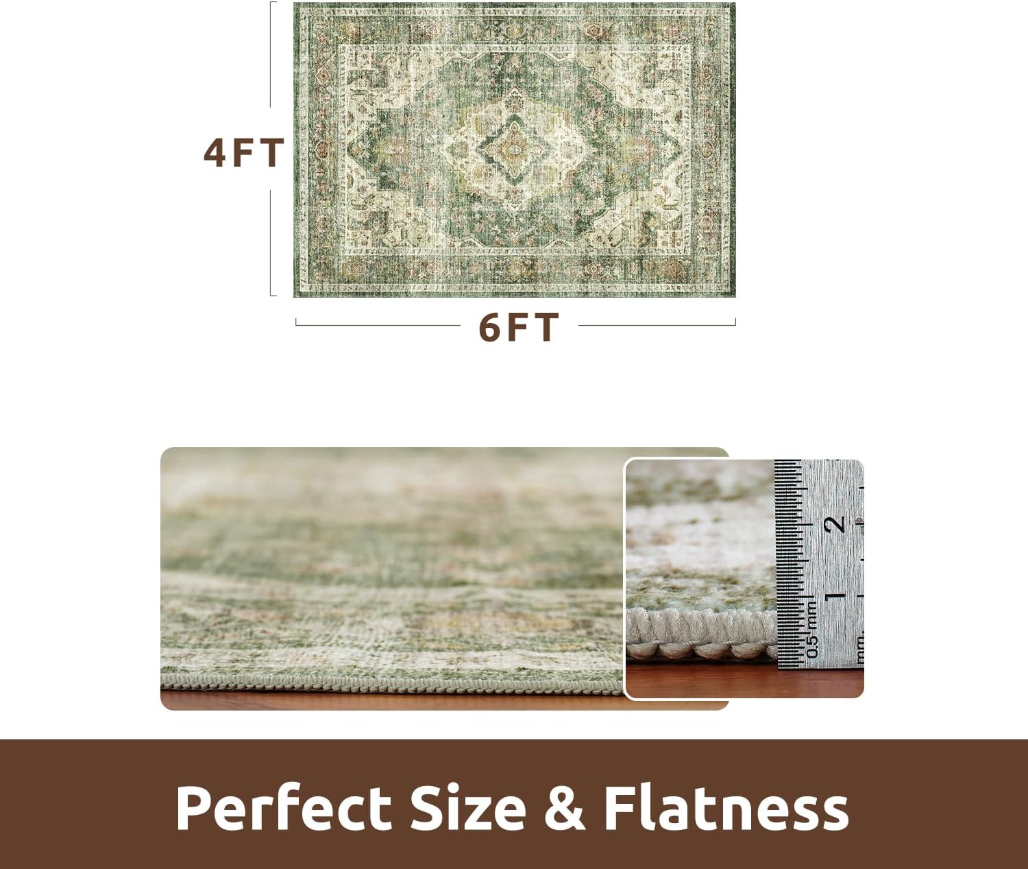 AMOAMI-4X6 Area Rugs for Living Room -Soft Vintage Bedroom Rugs-Non Slip Washable Rug-Throw for